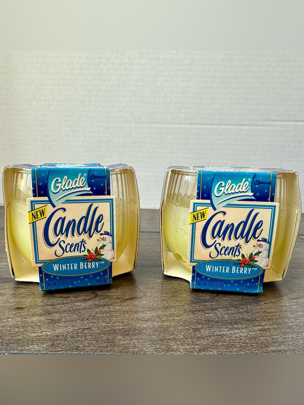 Lot of 2 Vintage Glade Candle Scents Winter Berry 4oz Glass Jar Candles 1999